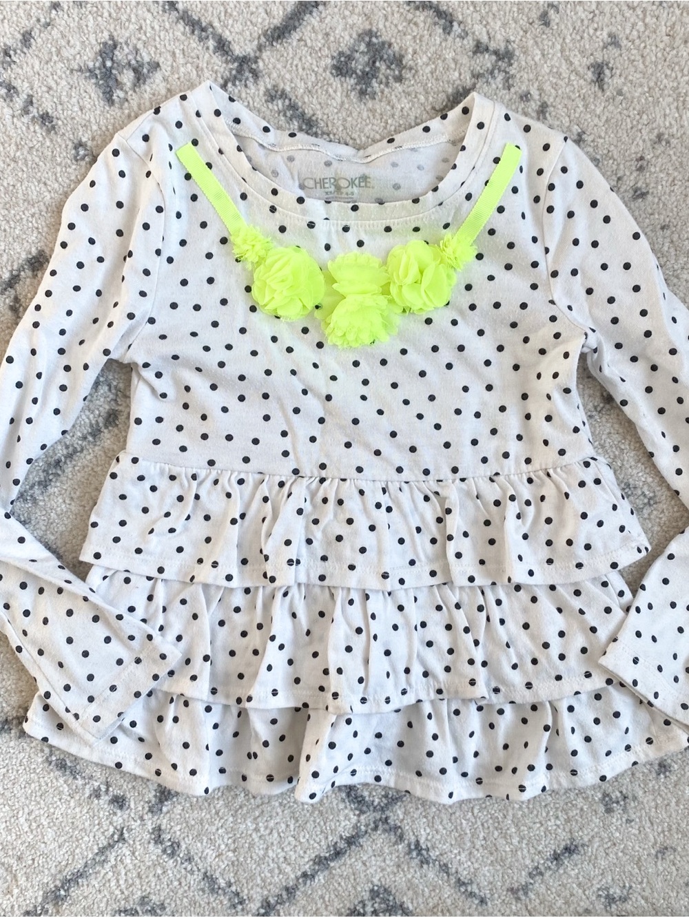 Cherokee Black White Polka Dot Top